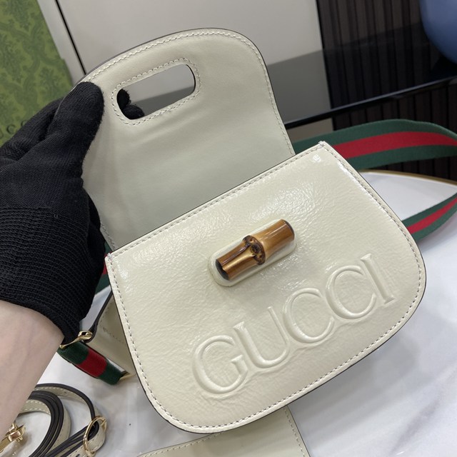 gucci專櫃新款原廠皮手袋 古馳GucciBamboo1947系列迷你竹節手提包 jcp2164